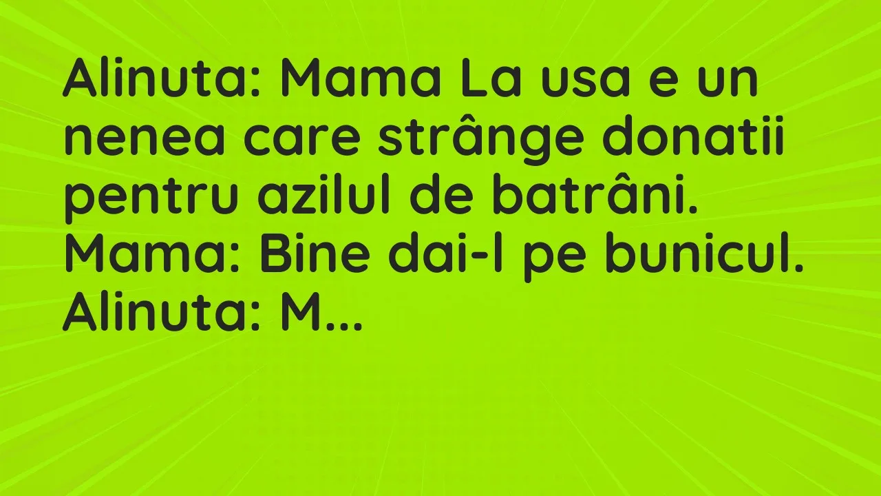 Banc: Alinuta: Mama La usa e un nenea care strânge donatii pentru azilul…