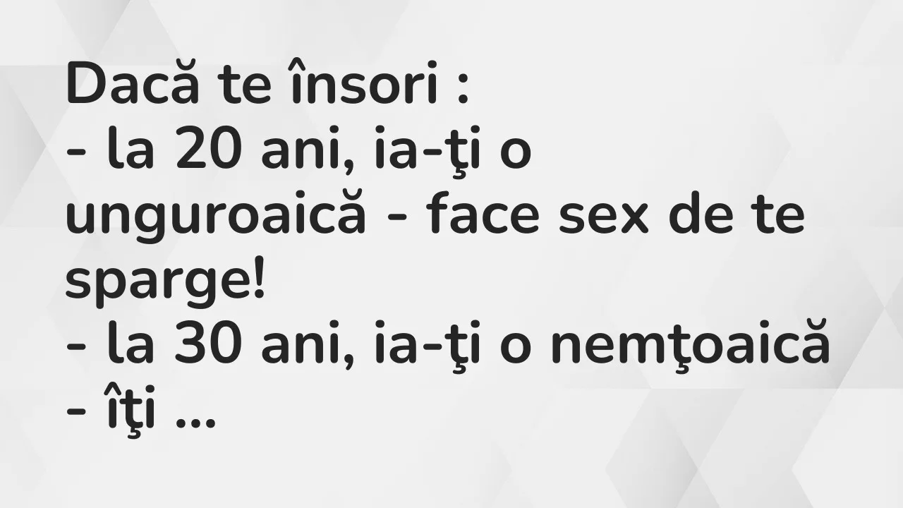 Banc: Dacă te însori…