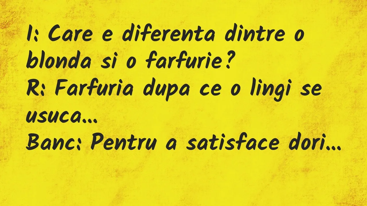 Banc: I: Care e diferenta dintre o blonda si o farfurie?