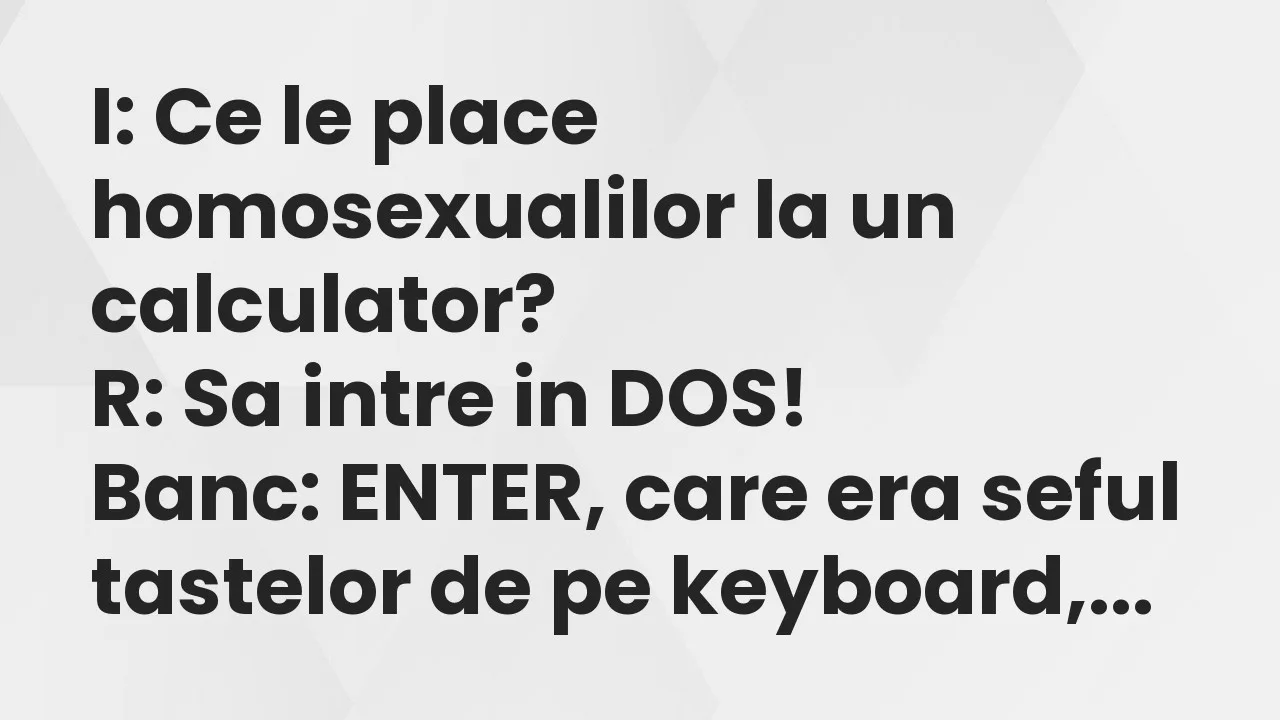 Banc: I: Ce le place homosexualilor la un calculator?