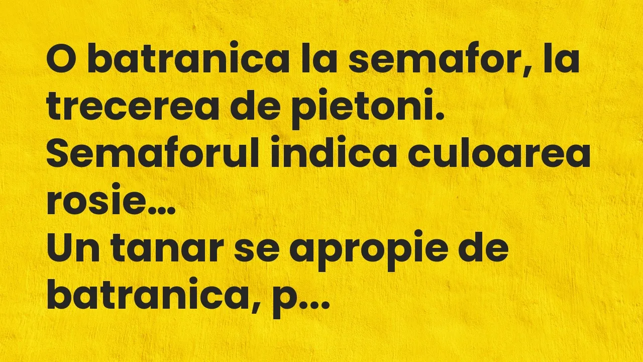 Banc: O batranica la semafor, la trecerea de pietoni…