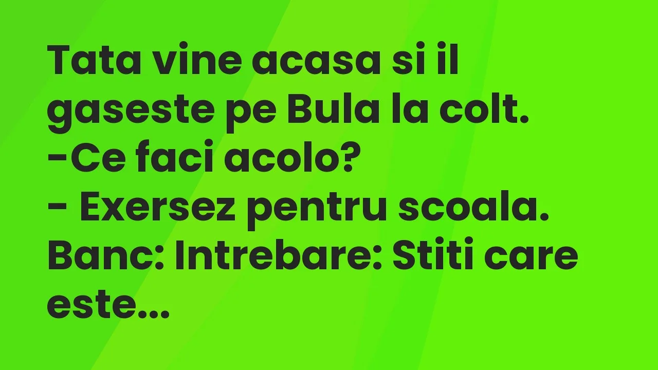 Banc: Tata vine acasa si il gaseste pe Bula la colt…