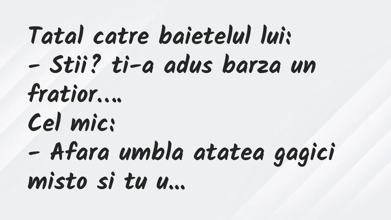 Banc: Tatal catre baietelul lui…