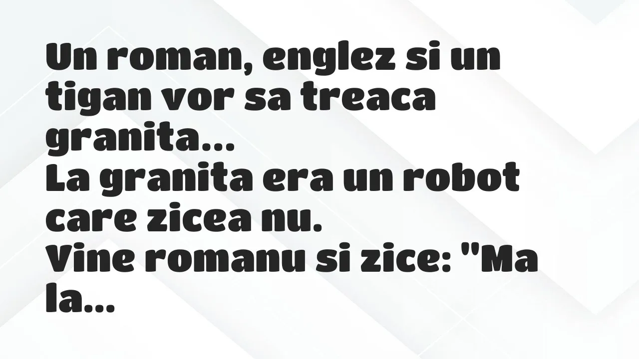 Bancuri: Un roman, englez si un tigan vor sa treaca granita. La granita era…