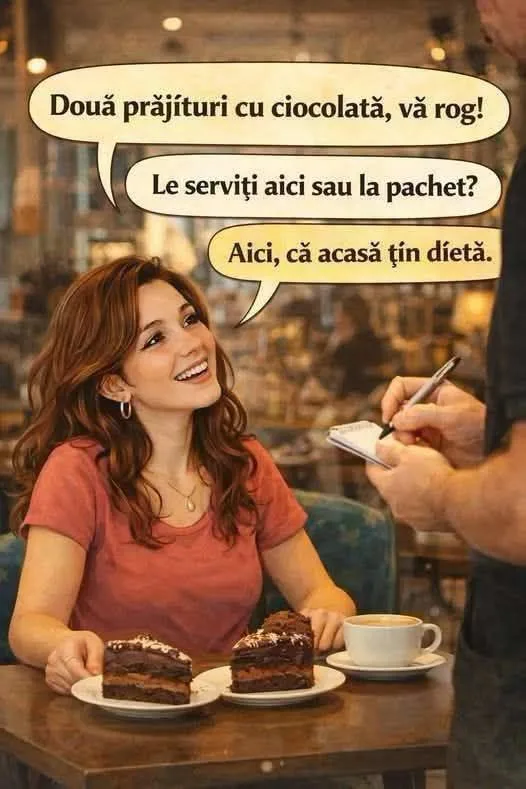 Două prăjituri cu ciocolată, vă rog!