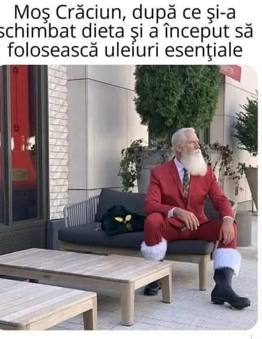 Moș Crăciun, după ce și-a schimbat dieta și a început să folosească uleiuri esențiale