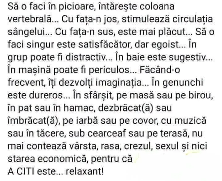 Să o faci în picioare, întărește coloana vertebrală...