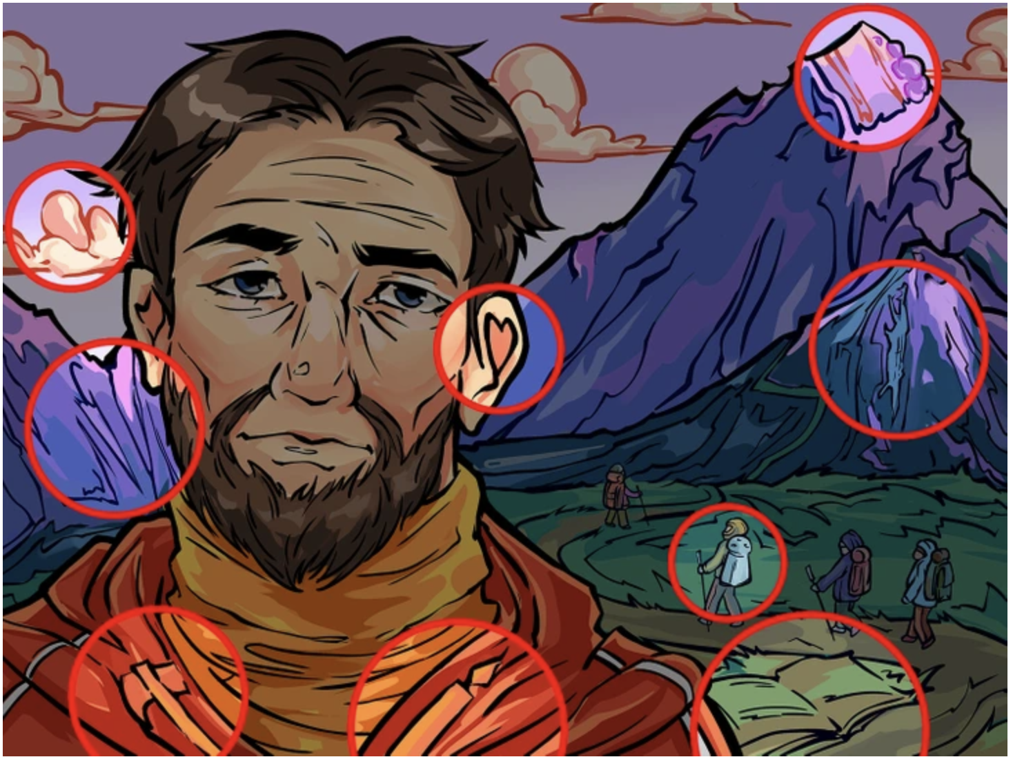 Puzzle solution with the hidden objects revealed