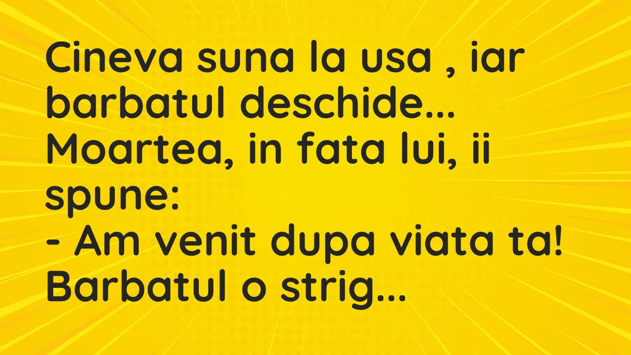 Banc: Cineva suna la usa , iar barbatul deschide… Moartea, in fata lui…