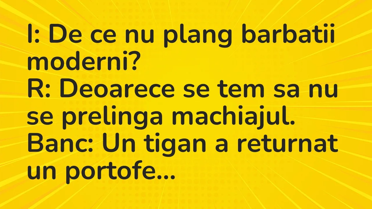 Banc: I: De ce nu plang barbatii moderni?