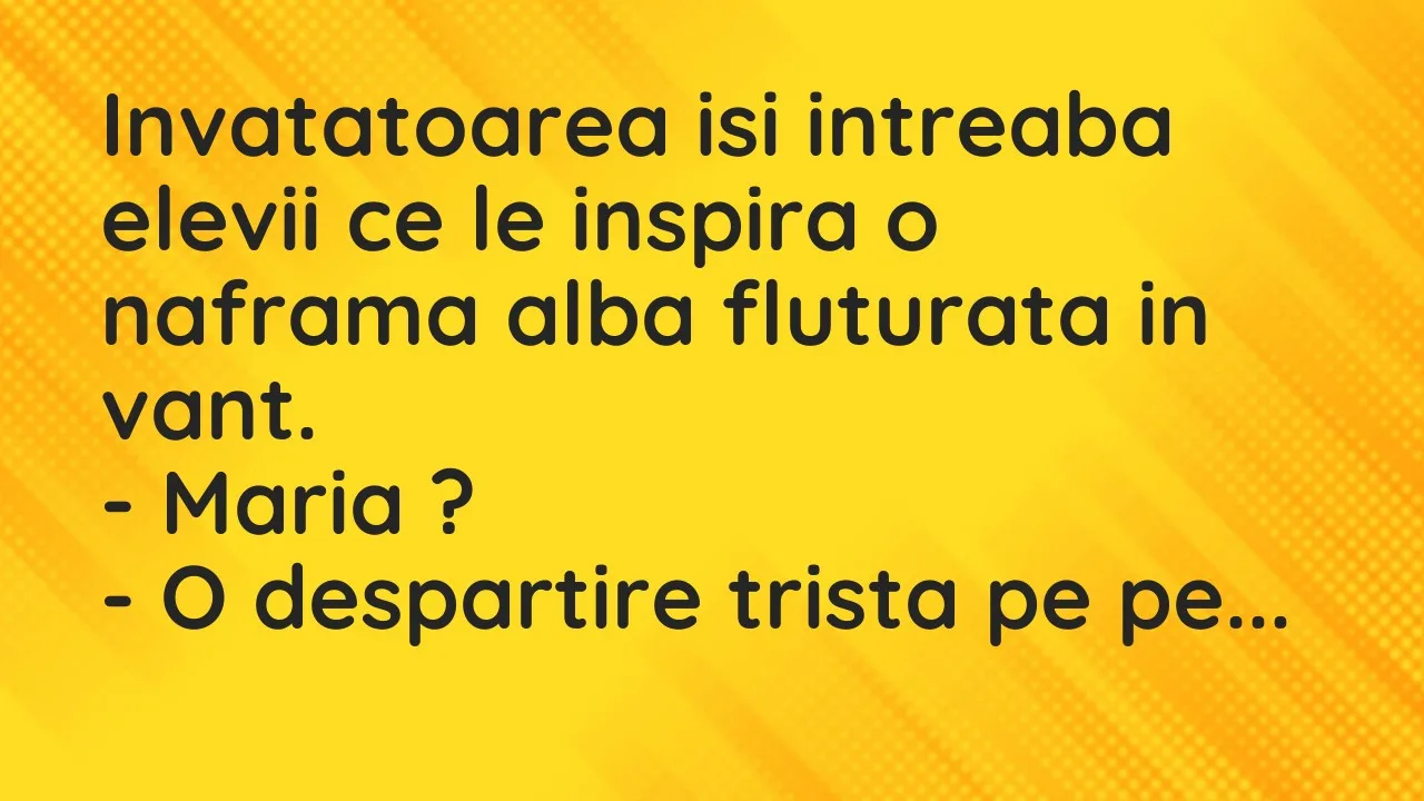Banc: Invatatoarea isi intreaba elevii ce le inspira o naframa alba fluturata…