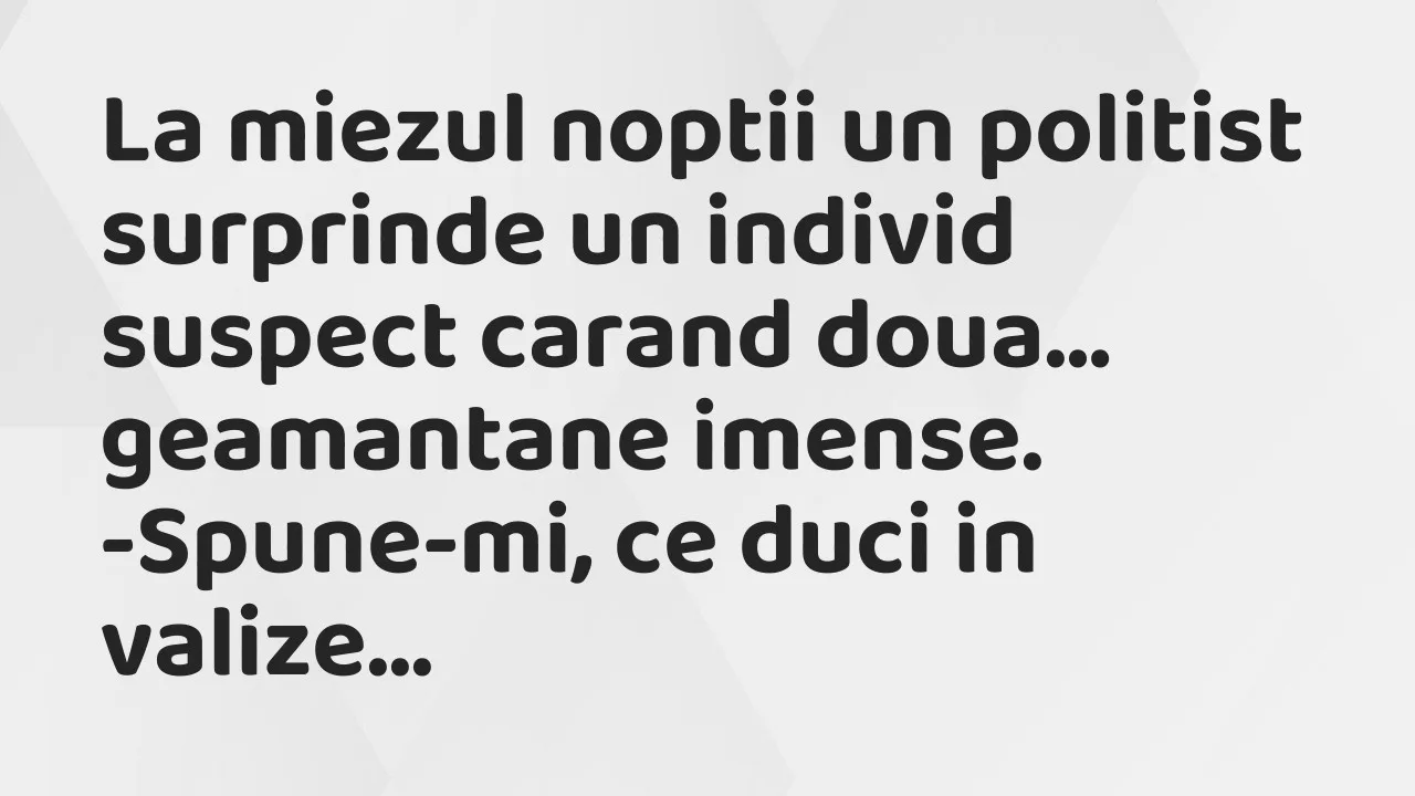 Banc: La miezul noptii un politist surprinde un individ suspect carand doua…