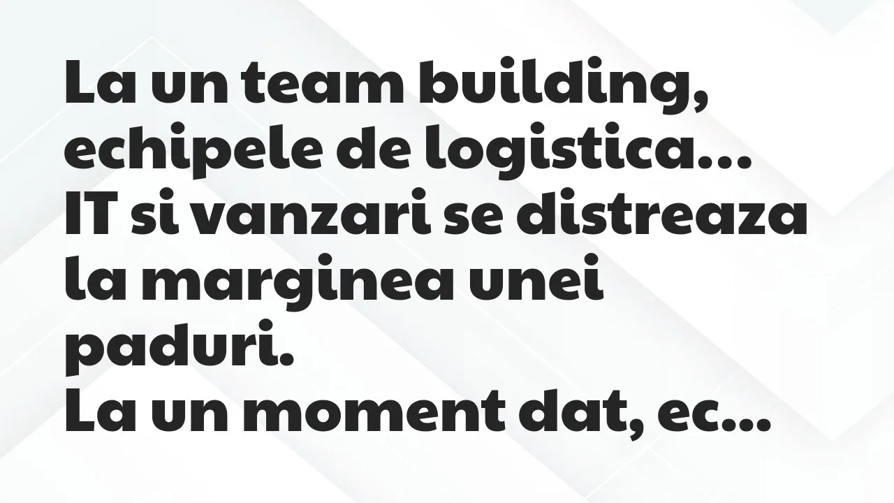 Banc: La un team building, echipele de logistica, IT si vanzari se distreaza…