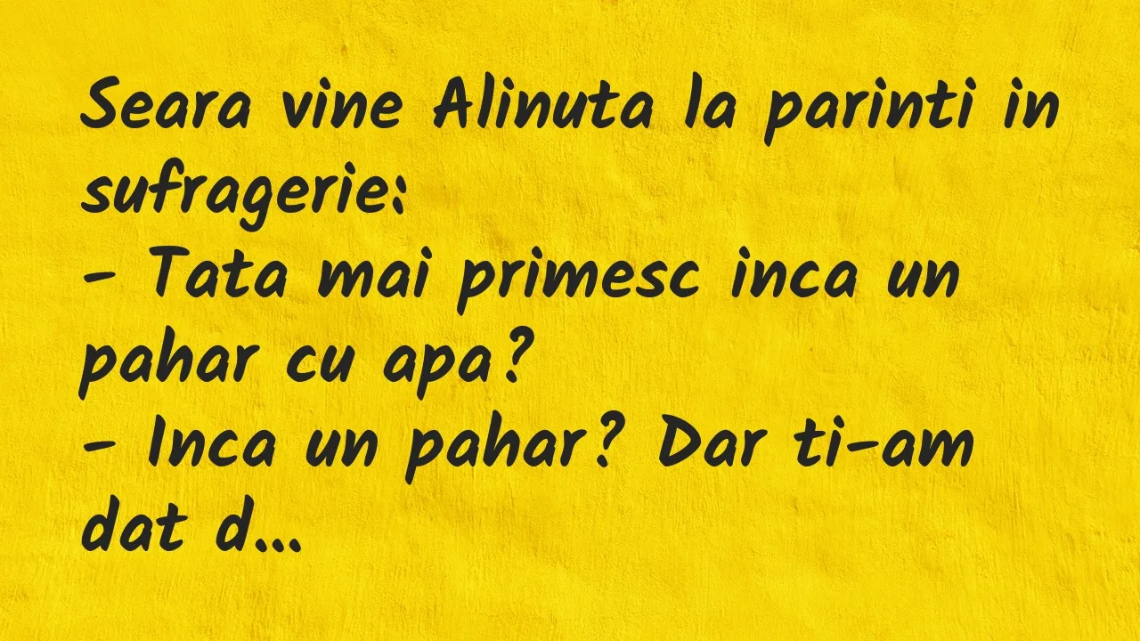 Banc: Seara vine Alinuta la parinti in sufragerie…