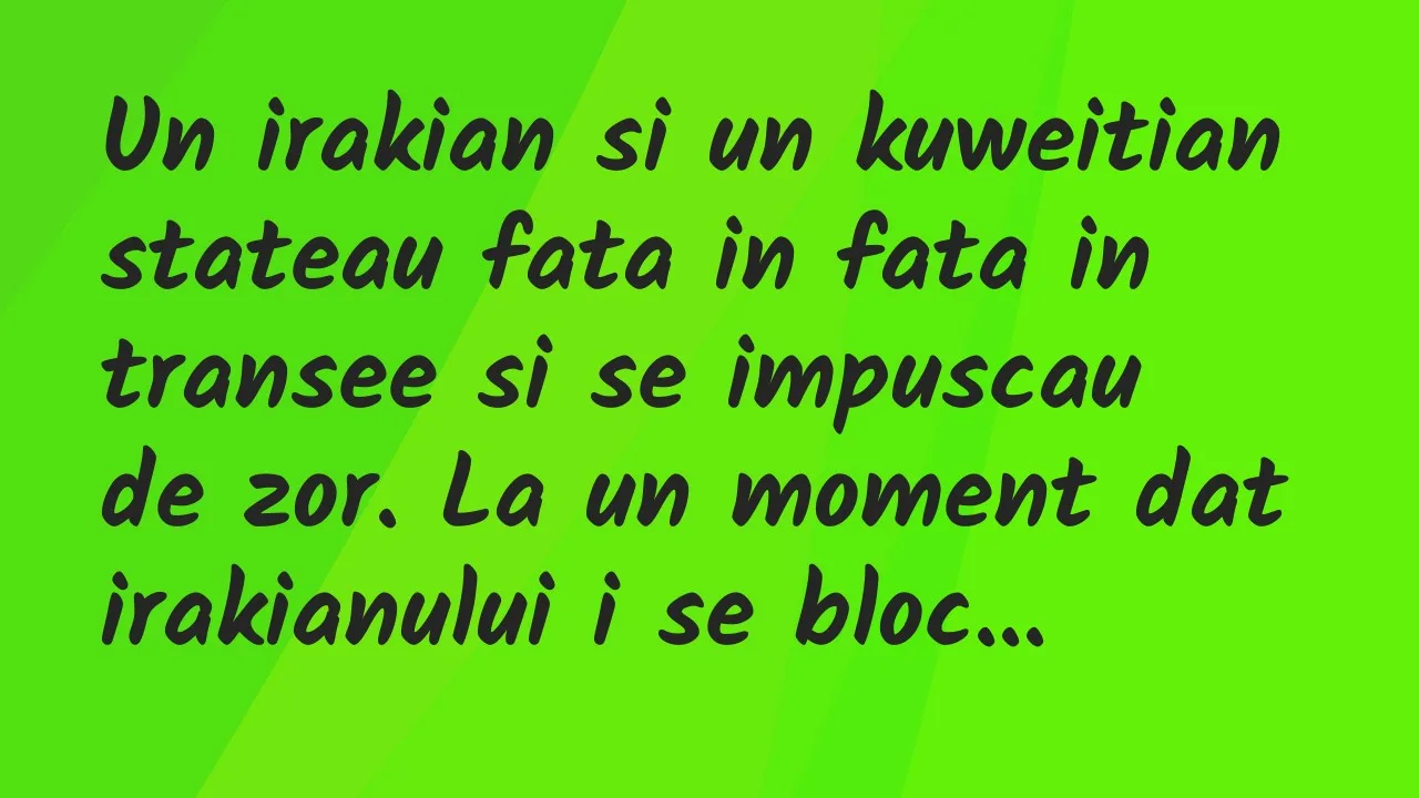 Banc: Un irakian si un kuweitian stateau fata in fata in transee si…