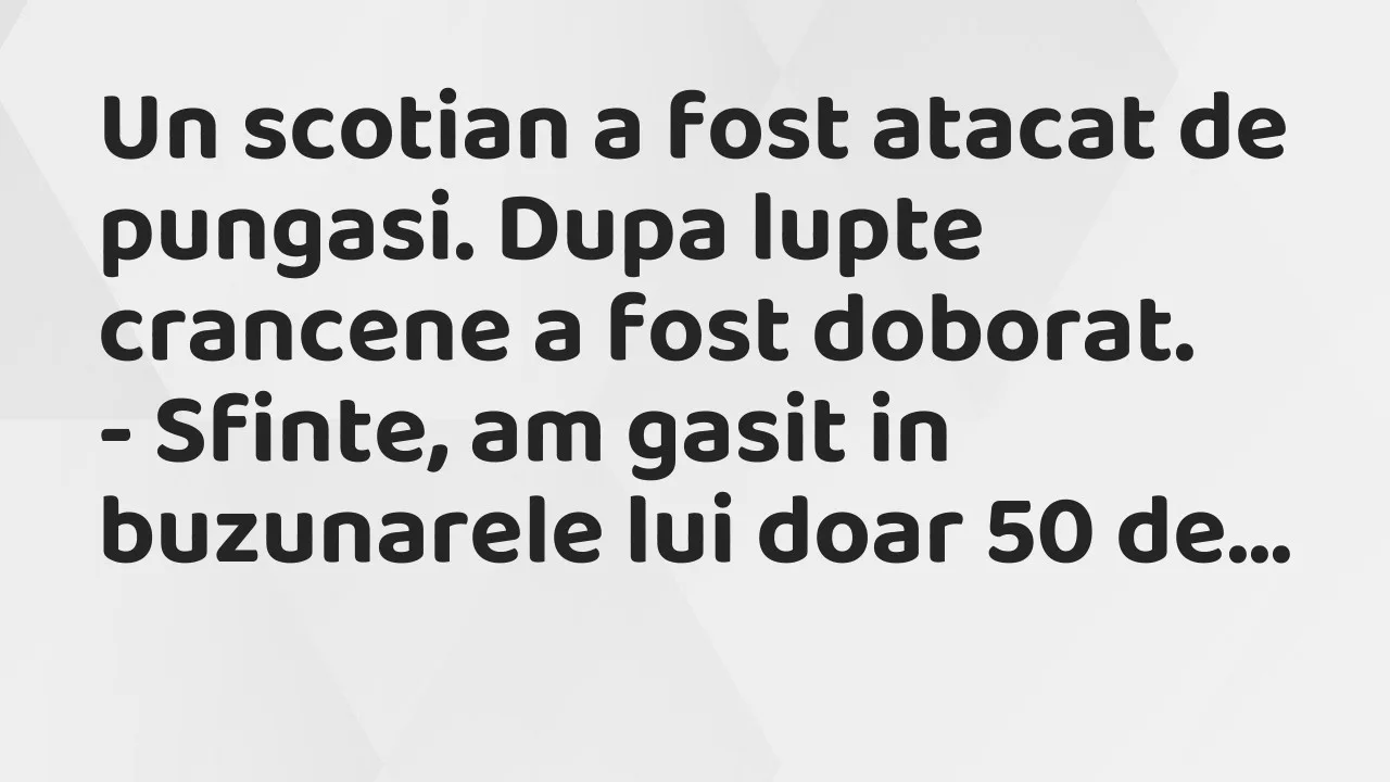 Banc: Un scotian a fost atacat de pungasi. Dupa lupte crancene a fost doborat…