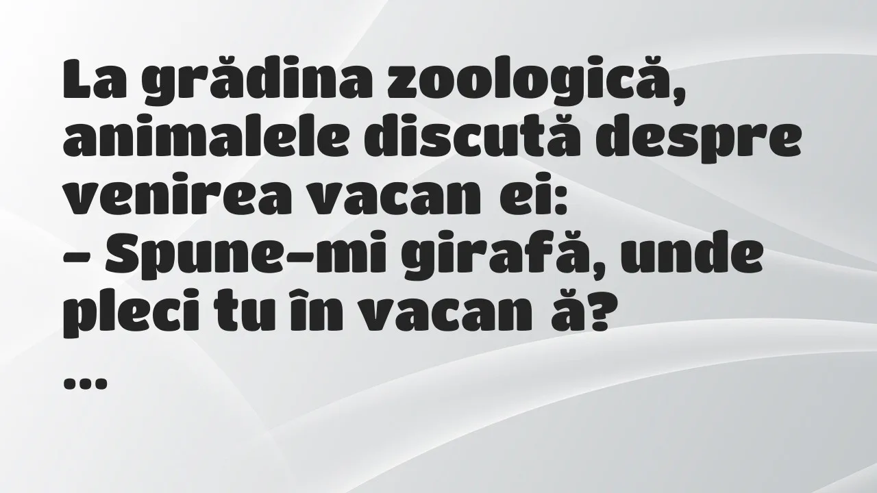 Bancuri: La grădina zoologică, animalele discută despre venirea vacanței…