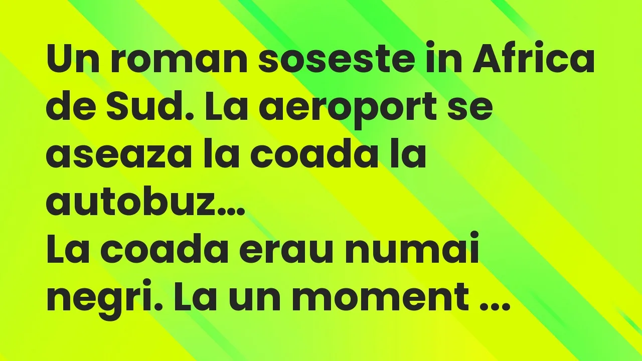 Bancuri: Un roman soseste in Africa de Sud. La aeroport se aseaza la coada la…